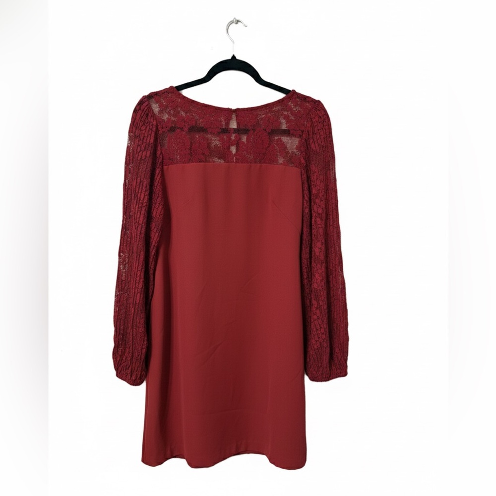 White House Black Market Red Long Sleeve Lace Dress